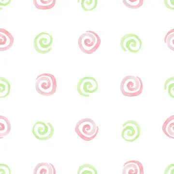 Seamless pattern with pink and green spirals Stock Illustration