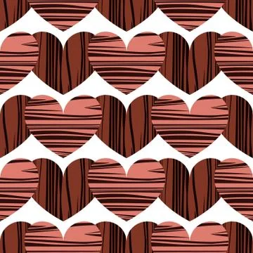 Seamless pattern with pink and maroon hearts. Stock Illustration