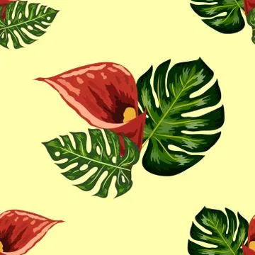 Seamless pattern with pink and purple calla lilies on white. Illustrazione stock