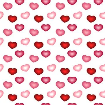 Seamless pattern with pink and red hearts Stock Illustration