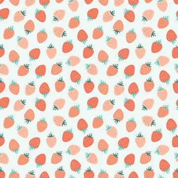 Seamless pattern with pink and red strawberries Stock Illustration