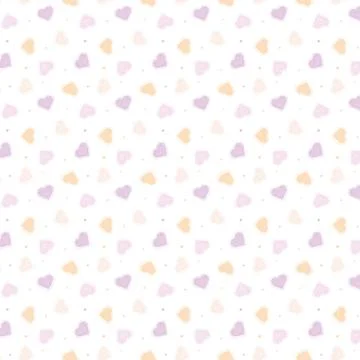 Seamless Pattern of pink and red hearts spread on a white background Stock Illustration
