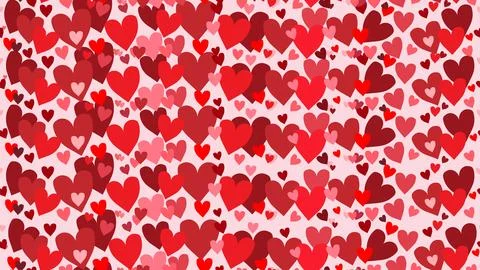 Seamless pattern with pink and red hearts, cute background for decoration Illustrazione stock