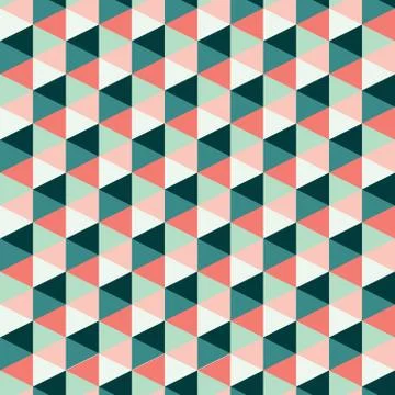 Seamless pattern with pink and teal triangles Stock Illustration