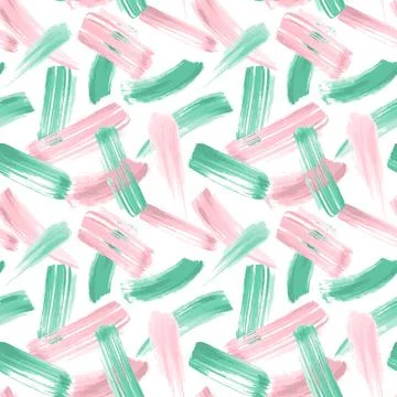 Seamless pattern with pink and turquoise strokes. Great for fabric, wrapping  Stock Illustration
