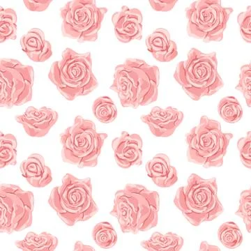 Seamless pattern with pink and white roses. Vector illustration. Romantic Stock Illustration