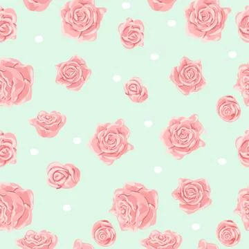 Seamless pattern with pink and white roses. Vector illustration. Romantic Stock Illustration