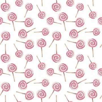 Seamless pattern with pink and white lollipops. Illustrazione stock