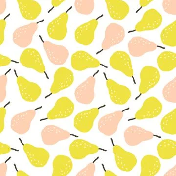 Seamless pattern with pink and yellow pears Stock Illustration