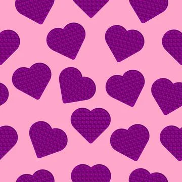 Seamless pattern on pink background with heart, toy. Stock Illustration