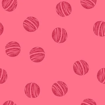 Seamless pattern pink bath bomb with rings for self care concept Illustrazione stock