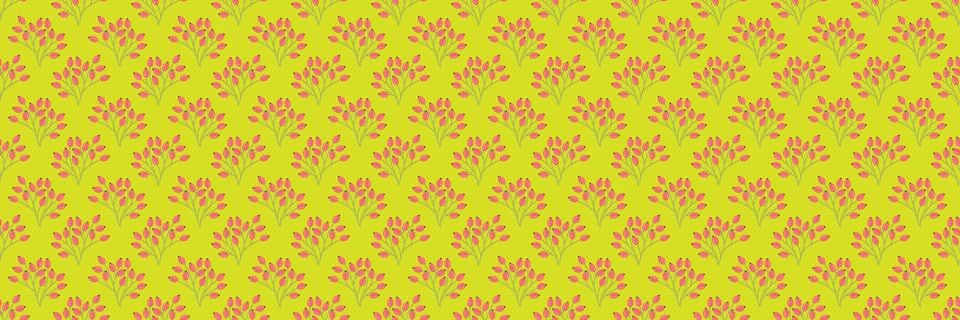 Seamless pattern with pink berry branches on lime green for organic cosmeti.. Illustrazione stock