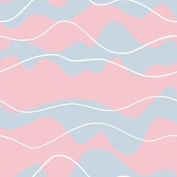Seamless pattern with pink, blue and white waves Stock Illustration