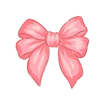 Seamless pattern with pink bows in cute hand-drawn cartoon style. Stock Illustration