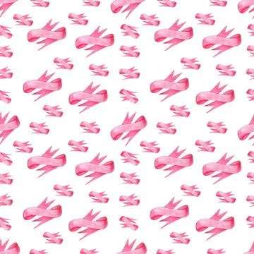 Seamless pattern of pink bows ribbon on white background Stock Photos
