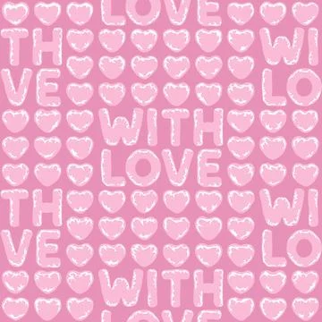 Seamless pattern with pink bubble hearts, wrapping with bubble wrap. 스톡 일러스트