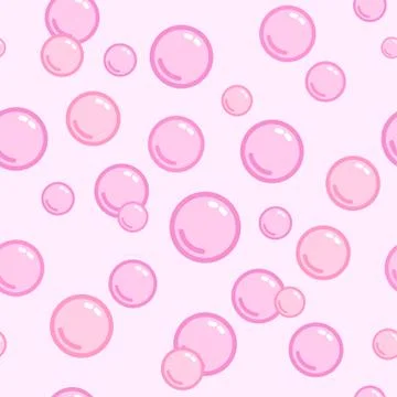 Seamless pattern with pink bubbles, naive and simple background, pink wallpaper Stock Illustration