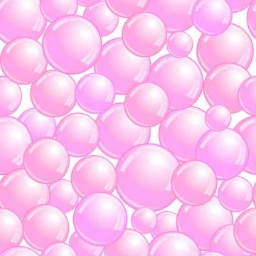 Seamless pattern with pink bubbles, realistic bubbles background, pink blob Stock Illustration