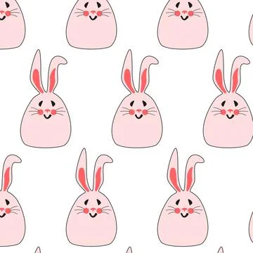 Seamless pattern with pink bunnies. Minimalistic Easter bunnies for printing on Stock Illustration