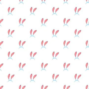 Seamless pattern with pink bunny ears headbands 스톡 일러스트