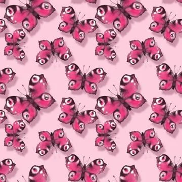 Seamless pattern with pink butterflies Stock Illustration