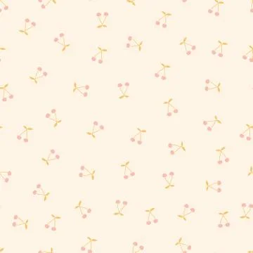 Seamless pattern with pink cherries Stock Illustration