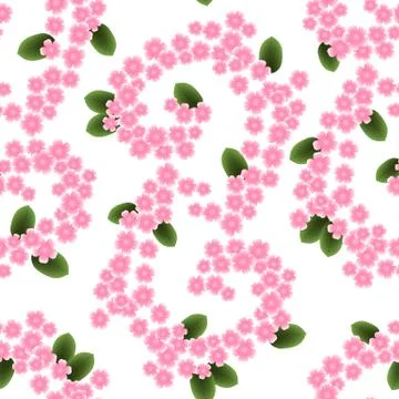 Seamless pattern with pink cherry flowers Illustrazione stock