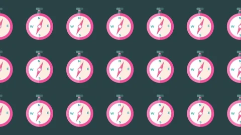 Seamless pattern of pink compass and direction navigation icons background Stock Footage 321665883