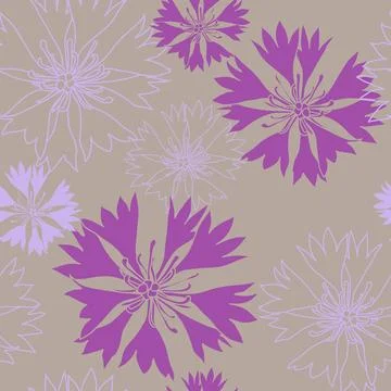 Seamless pattern with pink cornflowers flowers, Floral graphic design Иллюстрация