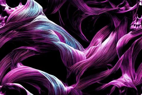 Seamless pattern of pink curves and hints of skull Stock Illustration