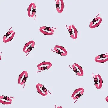 Seamless pattern pink dog collar with bone tag pet accessory Stock Illustration