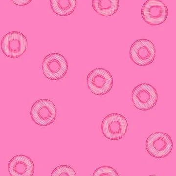 Seamless pattern pink donut with white icing stripes Stock Illustration