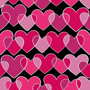 Seamless pattern with pink doodling sketch heart. Stock Illustration