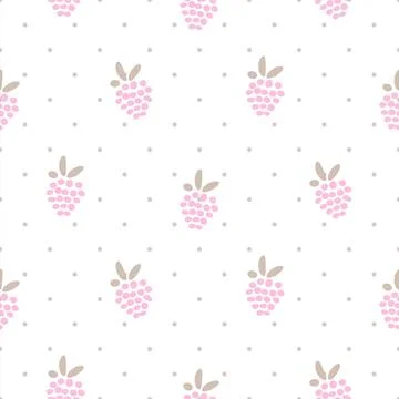 Seamless pattern with pink dotted raspberry Stock Illustration