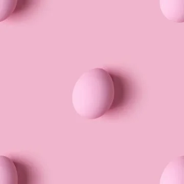 Seamless pattern of pink Easter eggs over pink background, top view 스톡 사진