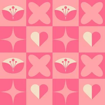 Seamless pattern with pink elements. Illustrazione stock