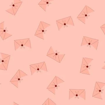 Seamless pattern pink envelope with wax seal and string Stock-Illustration