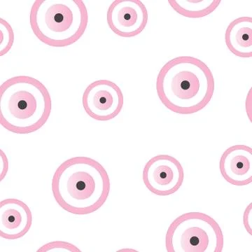 Seamless pattern with pink evil eye vector Stock Illustration