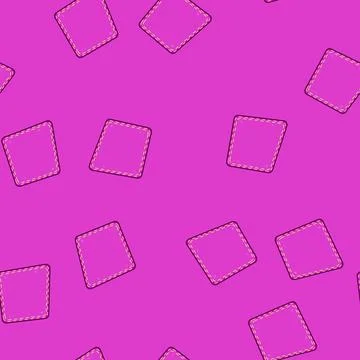 Seamless pattern Pink fabric patch with yellow stitches design Stock Illustration