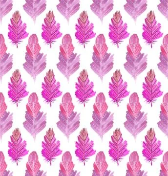 Seamless pattern of pink feathers. Illustrazione stock