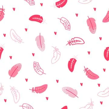 Seamless pattern with pink feathers Stock Illustration