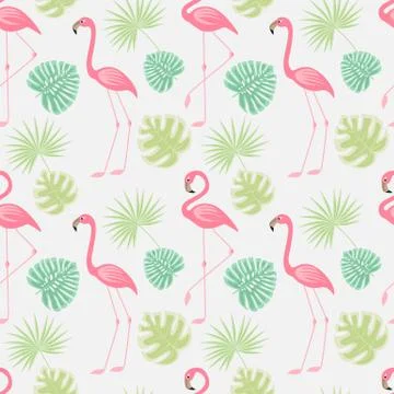 Seamless pattern of a pink flamingo 스톡 일러스트