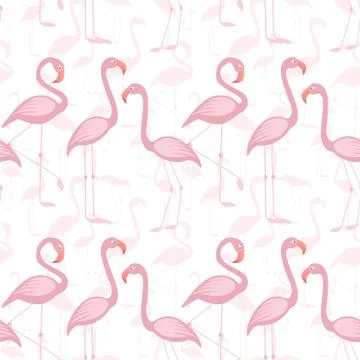 Seamless pattern of a pink flamingo Stock Illustration