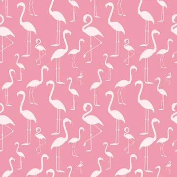 Seamless pattern of a pink flamingo Stock Illustration