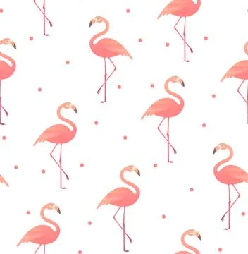 Seamless pattern with pink flamingos. Illustrazione stock
