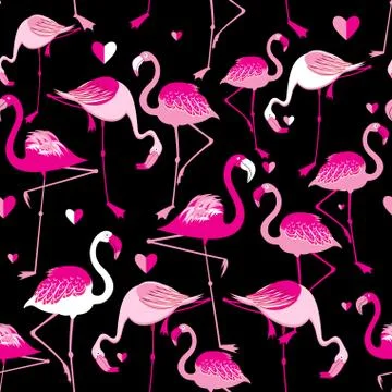 Seamless pattern from pink flamingos Stock Illustration