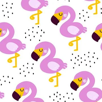Seamless pattern with pink flamingos Stock Illustration