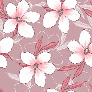 Seamless pattern with pink flowers Stock-Illustration