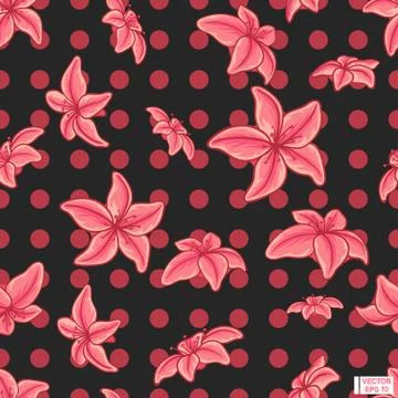 Seamless pattern with pink flowers イラスト素材