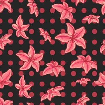 Seamless pattern with pink flowers Stock Illustration